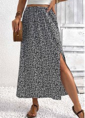 jupe longue noire à taille élastique trapèze