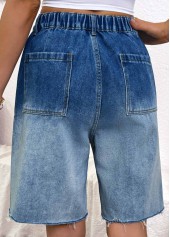 Denim Blue bottoms,Ombre bottoms,Ombre Denim Blue Wide Leg Button Fly Shorts