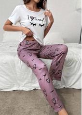 Dark Reddish Purple loungewear,Letter loungewear,Letter Print Dark Reddish Purple Lounge Top and Pants