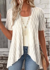 ROTITA Beige Short Sleeve Fake Two Piece Twinset