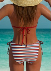 Multi Color swimwear,Striped swimwear,Geometric swimwear,Multi Color Striped Low Waisted Bikini Set