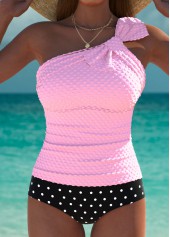 ROTITA Pink Polka Dot Mid Waisted Tankini Set