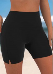 Rotita – Schwarze Badeshorts mit hohem Bund und Schlitz