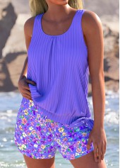 Ensemble tankini taille moyenne à imprimé floral violet clair Rotita