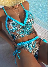 Rotita – Blaues Bikini-Set mit mittelhohem Bund und Leopardenmuster