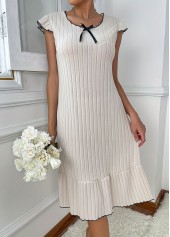 Beige loungewear,Plain Color loungewear,Beige Round Neck Short Sleeve Nightdress