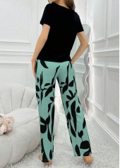 Mint Green loungewear,Plants loungewear,Plants Print Mint Green Lounge Top and Pants