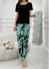 Mint Green loungewear,Plants loungewear,Plants Print Mint Green Lounge Top and Pants