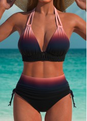 ROTITA Multi Color Ombre Mid Waisted Bikini Set
