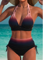 Multi Color swimwear,Ombre swimwear,ROTITA Multi Color Ombre Mid Waisted Bikini Set