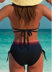 Multi Color swimwear,Ombre swimwear,ROTITA Multi Color Ombre Mid Waisted Bikini Set