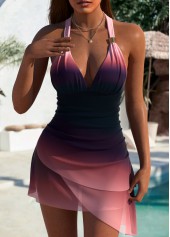Multi Color Ombre Ruched Tankini Set