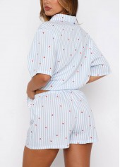 Light Blue loungewear,Heart loungewear,Heart Print Light Blue Lounge Top and Shorts