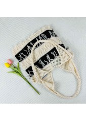 Beige accessories,Contrast Color accessories,Contrast Beige Tassel Open Shoulder Bag