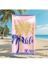 hellrosa Stranddecke mit tropischem Pflanzendruck