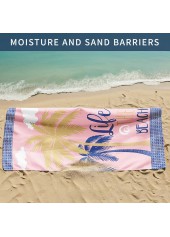 Light Pink accessories,Plants accessories,Tropical Plants Print Light Pink Beach Blanket