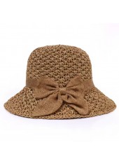 Dark Camel accessories,Plain Color accessories,Bowknot Design Dark Camel Visor Hat
