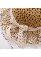 Dark Camel accessories,Plain Color accessories,Dark Camel Lace Visor Straw Hat