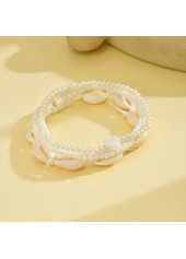 White jewelry,Heart jewelry,Shell White Heart Alloy Anklet Set