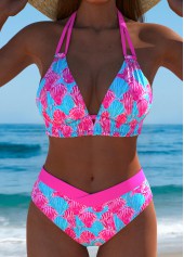 ROTITA Multi Color Marine Life Print Mid Waisted Bikini Set