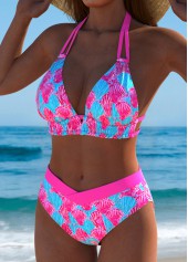 Multi Color swimwear,Animal Print swimwear,ROTITA Multi Color Marine Life Print Mid Waisted Bikini Set