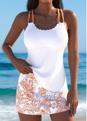 Rotita – Tankini-Set mit mittelhohem Bund und orangefarbenem Paisleymuster