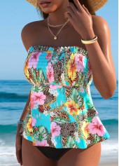 haut tankini taille moyenne à imprimé floral multicolore rotita-Pas de fond