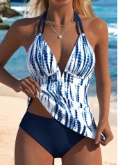 Rotita – Marineblaues Tankini-Set mit Batikmuster und mittlerer Taille