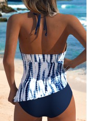 Navy swimwear,Tie Dye swimwear,ROTITA Navy Tie Dye Print Mid Waisted Tankini Set