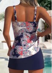 Navy swimwear,Tribal swimwear,ROTITA Navy Tribal Print Mid Waisted Tankini Set