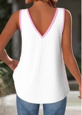 White tops,Floral tops,Plants tops,ROTITA Floral Print White V Neck Strappy Tank Top