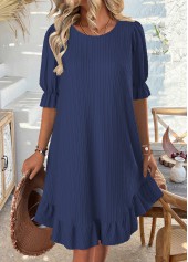 ROTITA Navy Round Neck Half Sleeve Dress