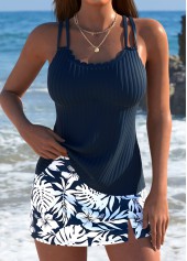 Ensemble tankini taille moyenne à imprimé plantes tropicales Rotita grande taille