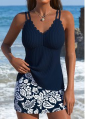 Rotita – Marineblaues Tankini-Set mit mittelhohem Bund und Paisleymuster