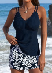 Navy swimwear,Paisley swimwear,ROTITA Navy Paisley Print Mid Waisted Tankini Set