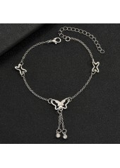 Silver jewelry,Silver Color Butterfly Iron Detail Anklet