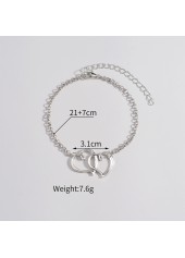 Silver jewelry,Silver Color Heart Alloy Detail Anklet