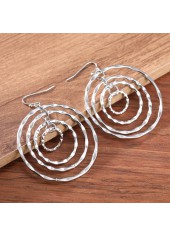 Silver Color Round Alloy Detail Earrings