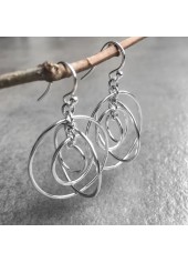 Silver jewelry,Silver Color Round Alloy Detail Earrings