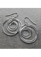 Silver jewelry,Silver Color Round Alloy Detail Earrings