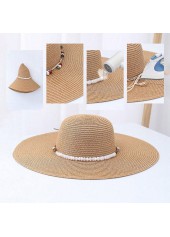 Light Camel accessories,Plain Color accessories,Light Camel Color Pearl Detail Visor Hat