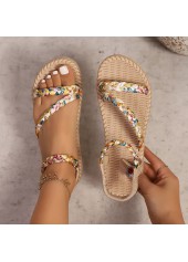 Tribal-Print hellkamelfarbene flache Peeptoe-Schuhe