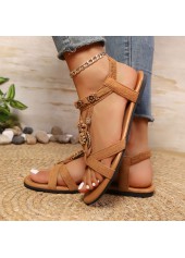 Dark Camel shoes,Plain Color shoes,Dark Camel Falt Peep Toe Sandals
