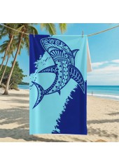 Marine Life Print Blue Beach Blanket
