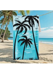 Tropical Plants Print Sky Blue Beach Blanket