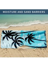 Sky Blue accessories,Plants accessories,Tropical Plants Print Sky Blue Beach Blanket