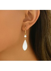 White jewelry,White Color Teardrop-shaped Alloy Detail Earrings