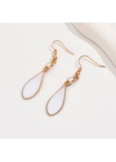 White jewelry,White Color Teardrop-shaped Alloy Detail Earrings