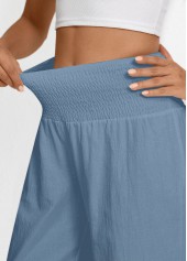 Dusty Blue bottoms,Plain Color bottoms,Dusty Blue Wide Leg Elastic Waist High Waisted Pants