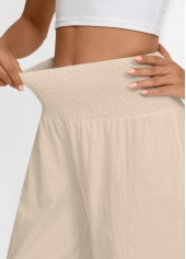 Raw white bottoms,Plain Color bottoms,Raw White Wide Leg Elastic Waist High Waisted Pants